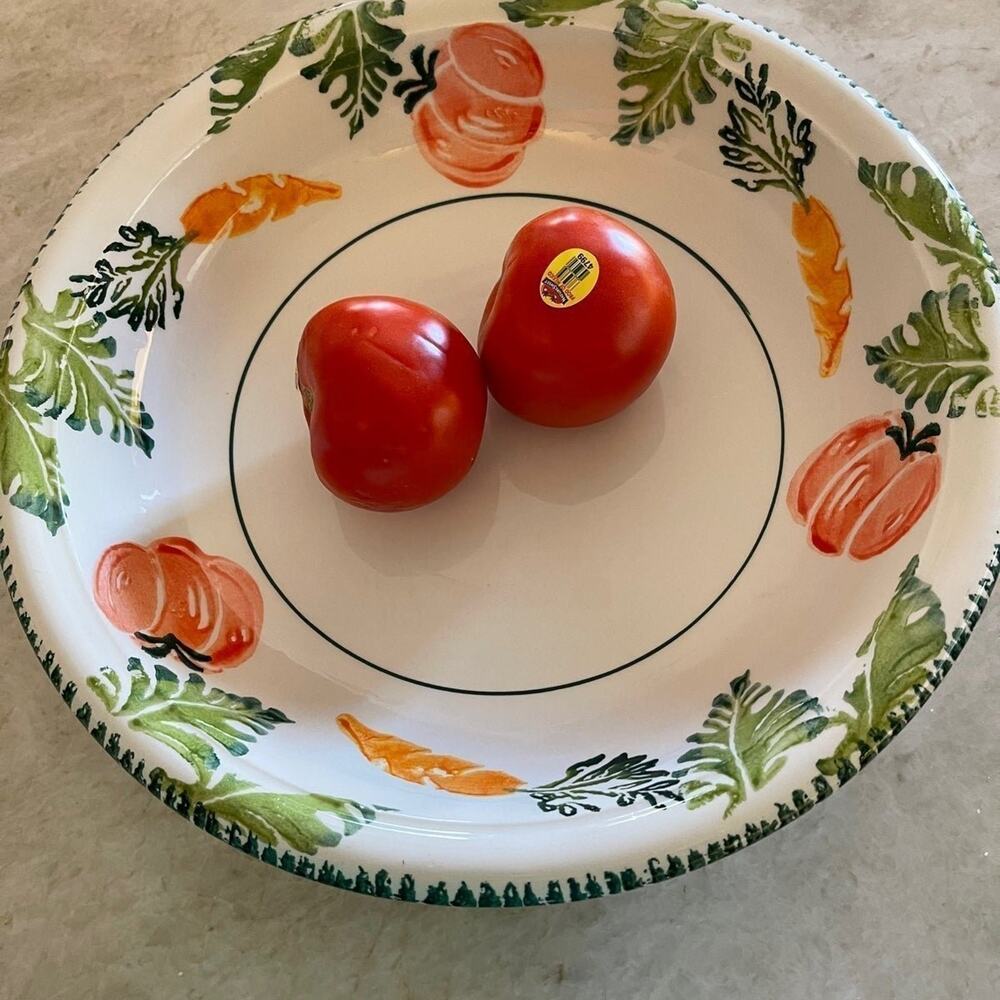Vintage Pottery Barn 13-1/2” large bowl carrots and pumpkins pasta serving bowl - Picture 8 of 16